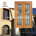 Janela de madeira fixa estilo francês com design de grade de janela de madeira feita de madeira de teca
